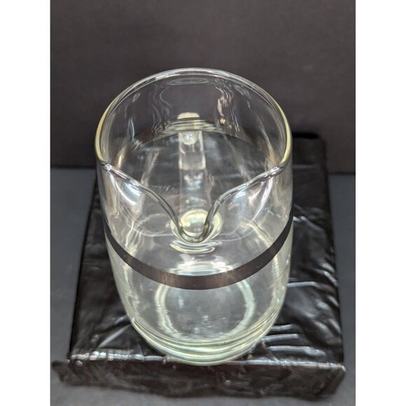 Vintage Libbey Glass Company Blown Glass Pint Pitcher with Platinum Band - Picture 2 of 8